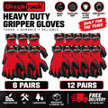 Blackrock Heavy Duty Gripper Work Gloves – 6 & 12 Pair Multipacks