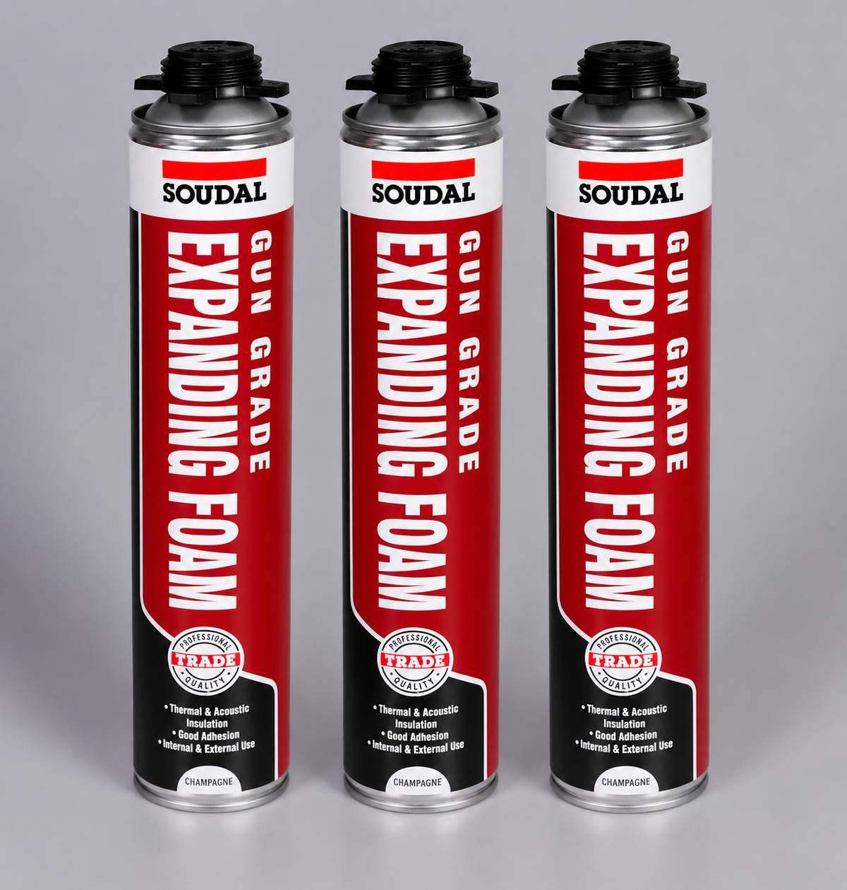 Soudal Gun Grade Expanding Foam – 3 Pack – Professional PU Foam