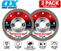 OX Pro 115mm 2CM Porcelain Diamond Cutting Blades – 2 Pack – 22.23mm Bore