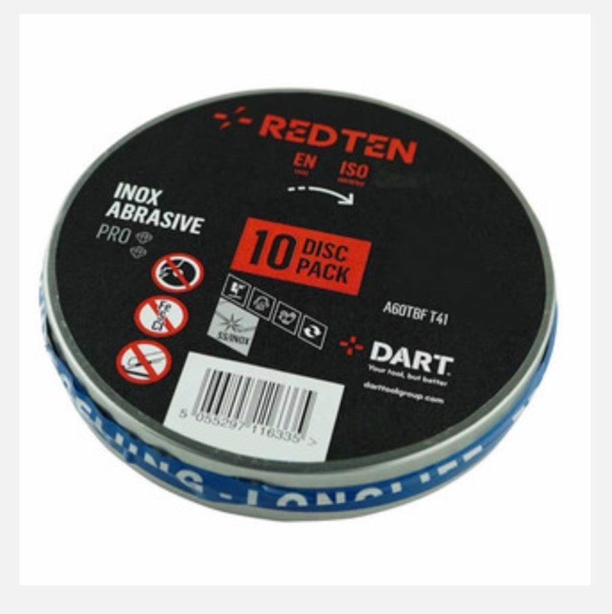 DART Red Ten 115mm INOX Stainless Steel Cutting Discs – 10 Pack