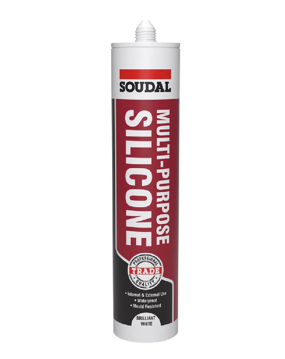 Soudal Multi-Purpose Silicone Sealant – Brilliant White – 3, 6 or 12 Pack