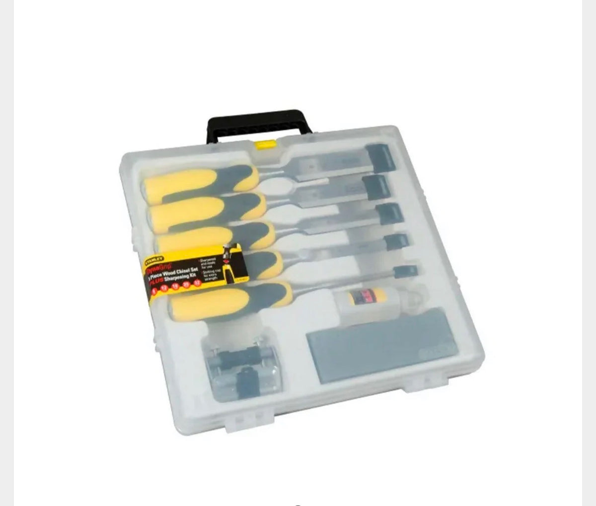 Stanley DynaGrip 5 Piece Wood Chisel Set with Sharpening Kit & Carry Case