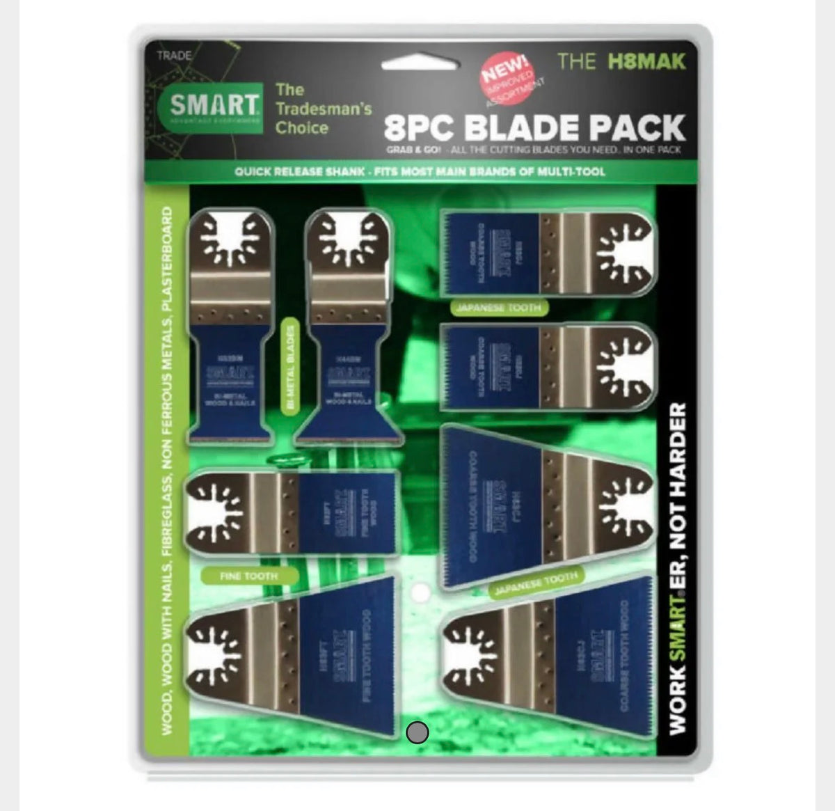 SMART H8MAK 8 Piece Multi-Tool Blade Set – Quick Release Universal Fit