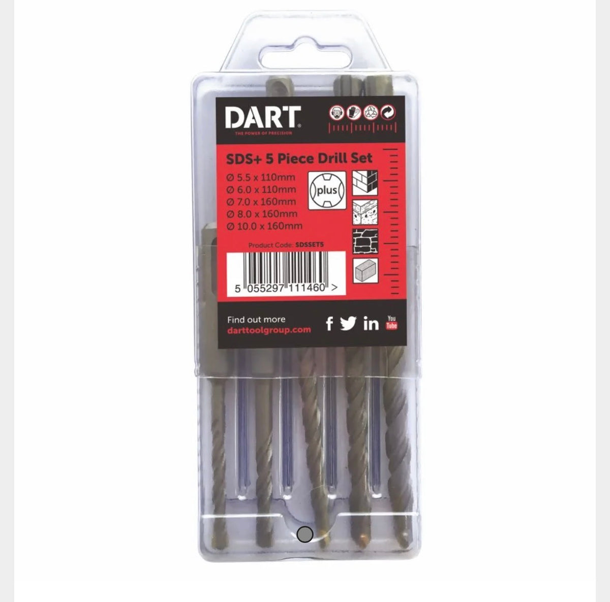 DART SDS+ 5 Piece Masonry Drill Bit Set