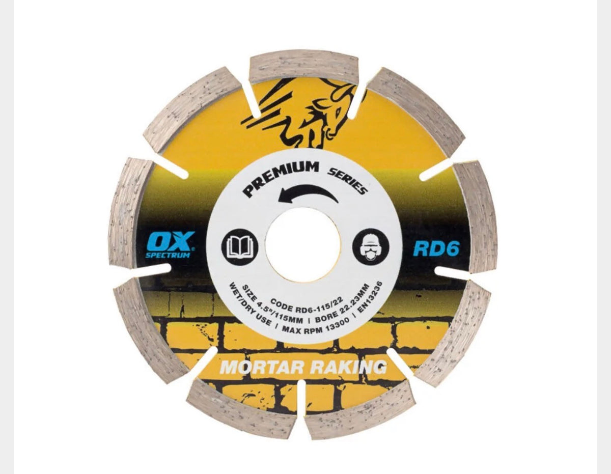 OX Spectrum Plus RD6 Mortar Raking Diamond Blade 115mm – Premium Series