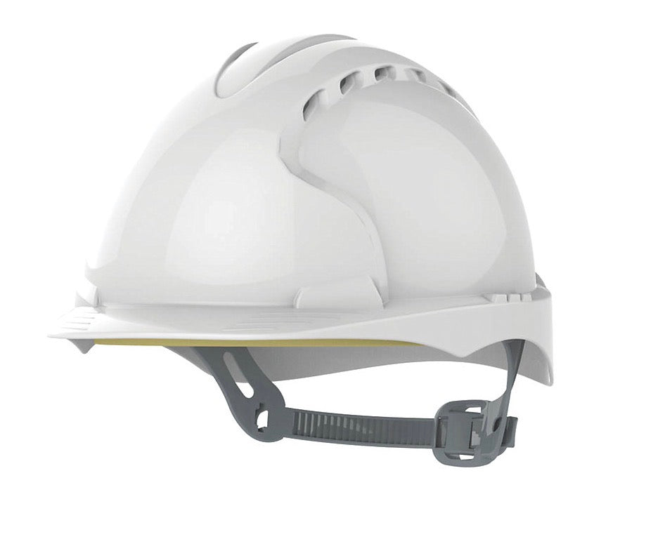 White Vented Safety Hard Hat – Adjustable Construction Helmet